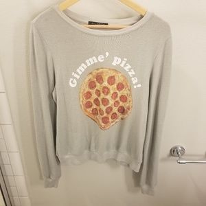 Wildfox Pizza Crew Neck Baggy Beach Jumper size S